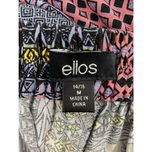 Ellos Pants Womens Medium 14-16 Rayon Quilt Geo Print Wide Leg Slacks Pockets - Picture 4 of 11